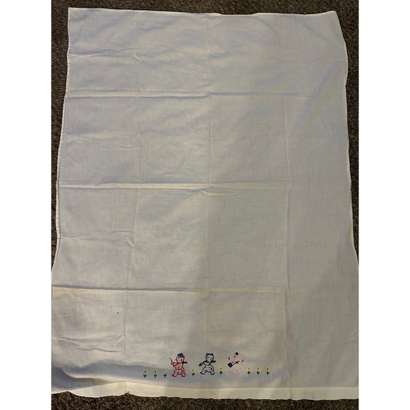 Vintage Hand Embroidered Baby Crib Flat Sheet –Bear Band Parade 31"x28 - Picture 2 of 7